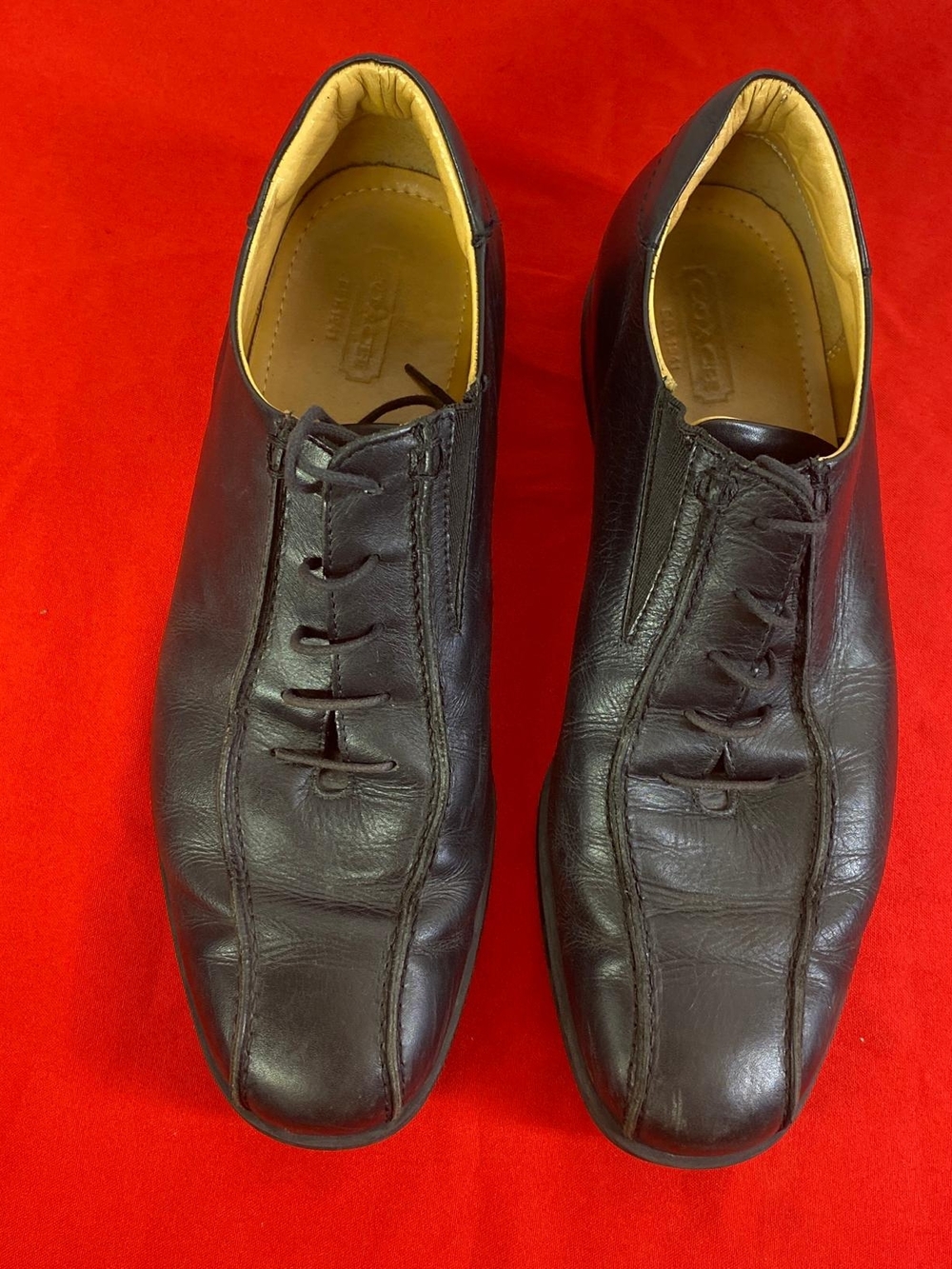 Coach Est 1941 Black Leather Lace-Up Loafers / Oxfords Men's Size 11